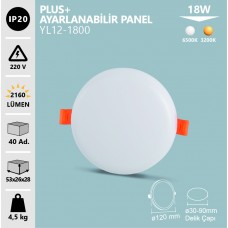 18W SIVA ALTI PLUS AYARLANABİLİR PANEL BEYAZ GÜNIŞIĞI